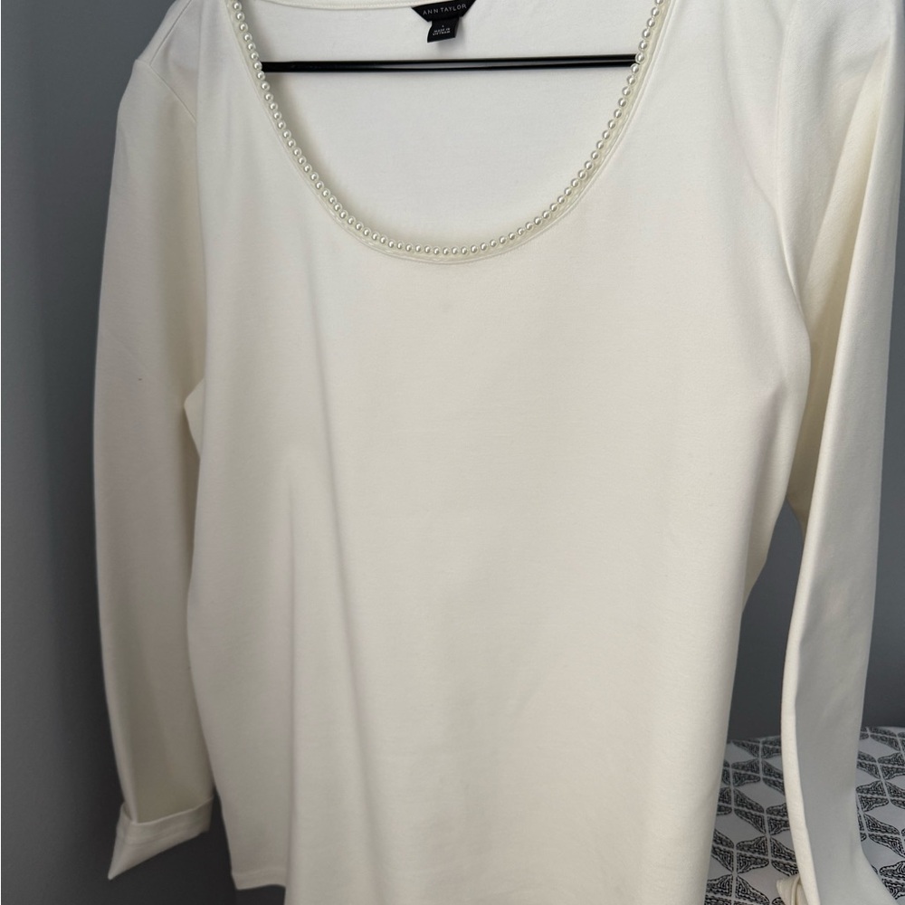 Ann Taylor Top with Beaded Neckline